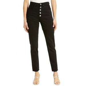 WeWoreWhat The Danielle Crystal Straight Jeans Black 26 NEW FLAWED